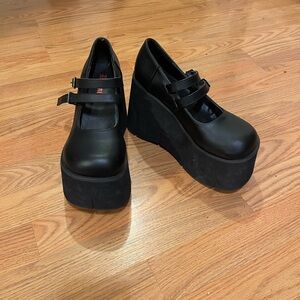 Dolls Kill Demonia Black Platform Mary Jane Shoes